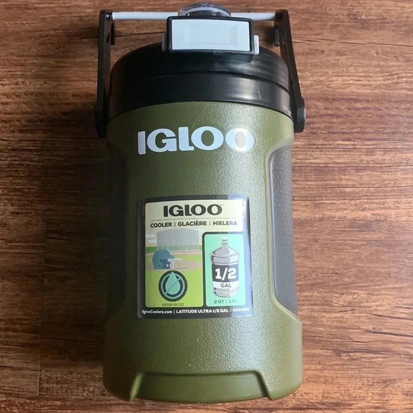 Igloo 1/2 Gallon Sports Jug Stainless Steel Khaki Green New - Picture 1 of 9